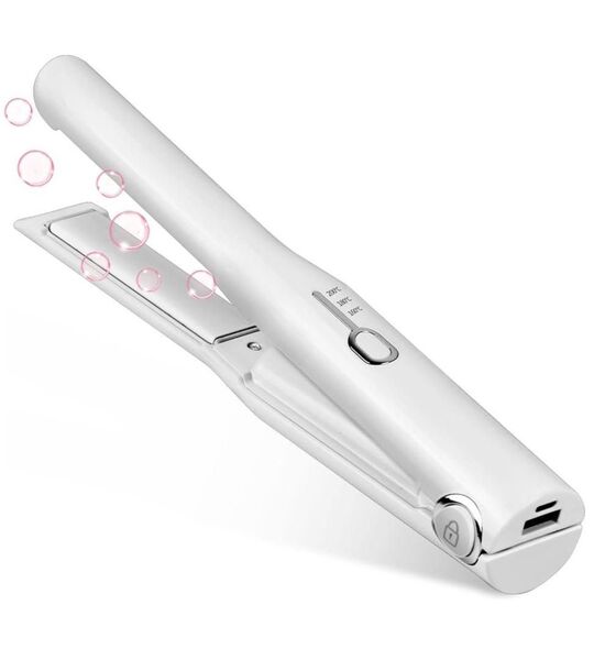 ヘアアイロン コードレス 2WAY ストレート&カール 3段階 小型 軽量