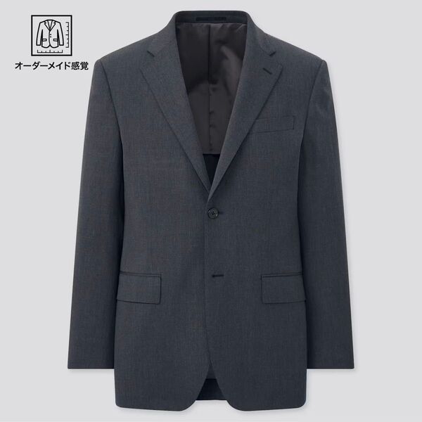 【極美品】ユニクロ ストレッチウールジャケット ダークグレー Mサイズ(46)