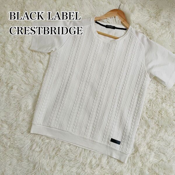 ブラックレーベル クレストブリッジ M Tシャツ 半袖 白 立体加工 トップス ホワイト