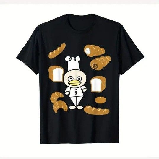 【新品】パン柄 コックさん Tシャツ黒 ブラック LLサイズ