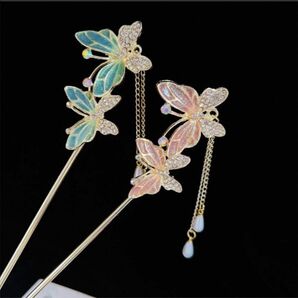 かんざし蝶々ピンク春揺れるキラキラ大人可愛い 簪 髪飾り 梅花 花 着物 和装 パール 結婚式ちょう上品可愛いおしゃれ