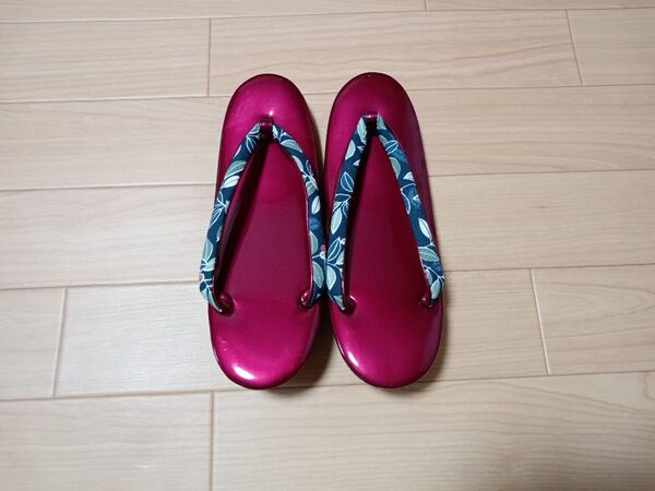 草履 カジュアル Mサイズ ワインレッド 花柄 25D-10