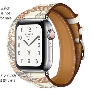 新品 Apple watch エルメス 純正品 バンド ベルト HERMES Blanc Allover Print