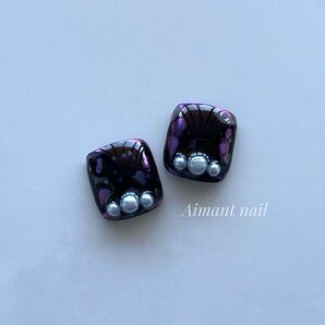 【現品販売】海の魔女風 紫と黒のフットネイルチップ