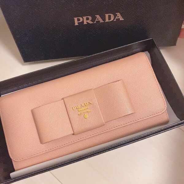 プラダ PRADA 長財布 財布 サフィアーノ フォッコ ピンク リボン PRADA 長財布