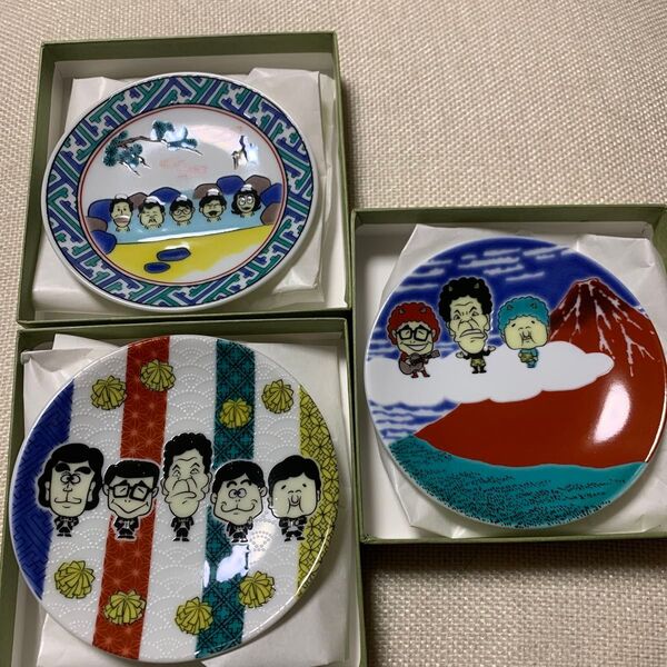 ドリフターズ展 九谷焼 豆皿 全員集合 いい湯だな 雷様 3種セット