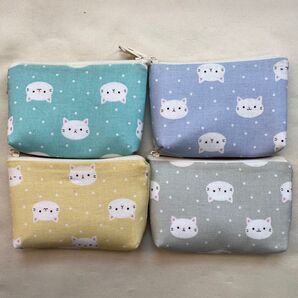 ☆カードサイズポーチ☆《マシュマロにゃんこ》アソート4色セット