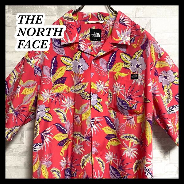 【THE NORTH FACE】アロハシャツ 半袖シャツ フラワープリント メンズ Mサイズ ノースフェイス 古着 総柄 開襟