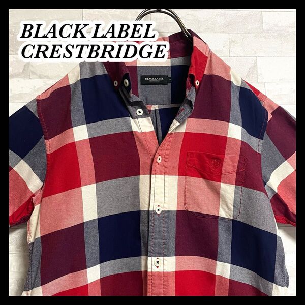 【BLACK LABEL CRESTBRIDGE】ブラックレーベルクラフトブリッジ チェックシャツ 半袖 メンズ 2 Mサイズ相当