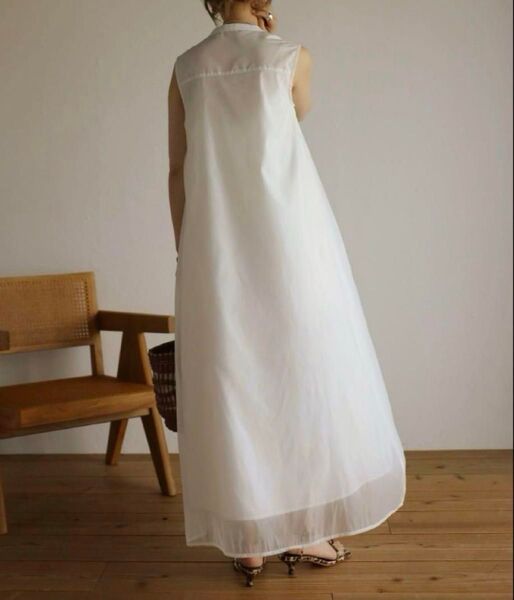 【美品】Bonjour Sagan シアードッキングノースリーブワンピース M