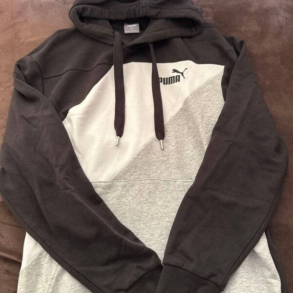 PUMA メンズ パーカー XLサイズ ブラック ホワイト グレー バイカラー