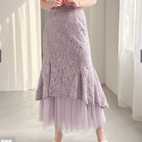 マーメイドスカート レース ロングスカート チュール