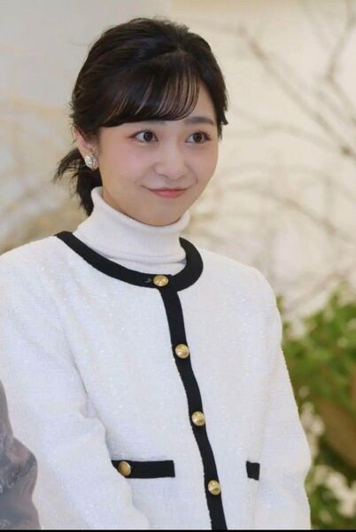 一回着用 アプワイザーリッシェ 配色ツイードショートジャケット 佳子様