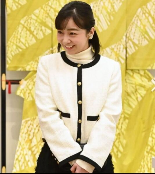 一回着用 アプワイザーリッシェ 配色ツイードショートジャケット 佳子様