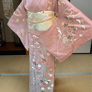 ☆七五三 入園入学式 フォーマルシーン 4点フルセット 正絹訪問着 袋帯 帯締め帯揚げ