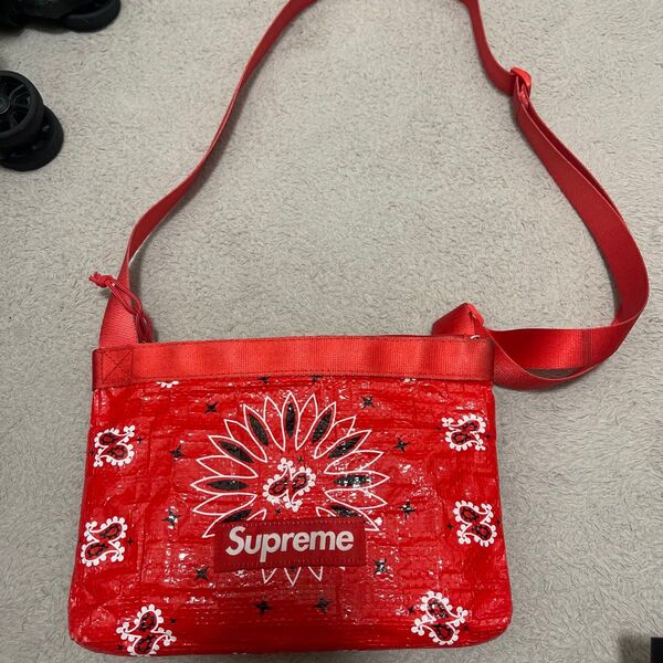 Supreme ショルダーバッグ レッド バンダナ柄