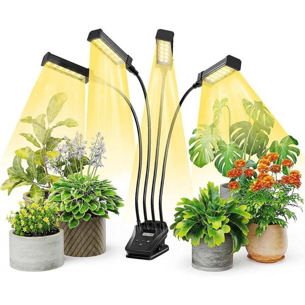 植物育成ライト LED 植物ライト フルスペクトル成長ライト 10レベル調光 360°調節可能なクリップオン タイマー機能付き