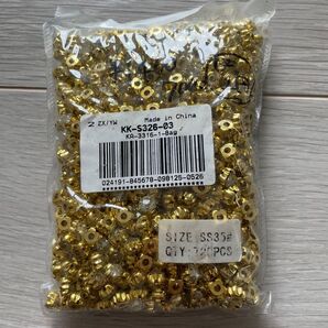 ガラスラインストーン 金色台座付き ファセットラインストーン 5mm 700個