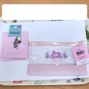 クーポン ヤングオイスター 新品 フラットポーチ タオルハンカチ セット セリア