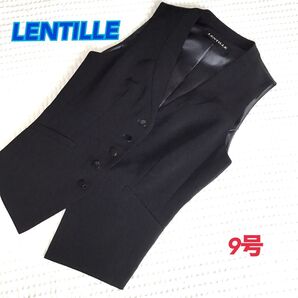 美品【LENTILLE /ランティーユ】ベスト ジレ 9号 ブラック メンズライク ヤマダヤ スコットクラブ