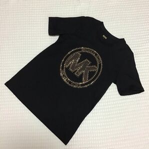 【MICHAEL KORS/マイケルコース】半袖Tシャツ S ブラック ゴールドロゴ スタッズ ロゴ ラインストーン