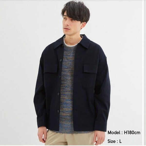 GU ヘビーツイルシャツアウター ジャケット ネイビー