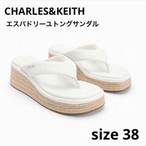 CHARLES&KEITH ☆エスパドリーユ トングサンダル ホワイト size38