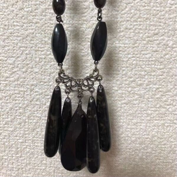 ネックレス アクセサリー ネックレス 長め 黒 ブラック ストーン マーブル 大ぶり レリアン