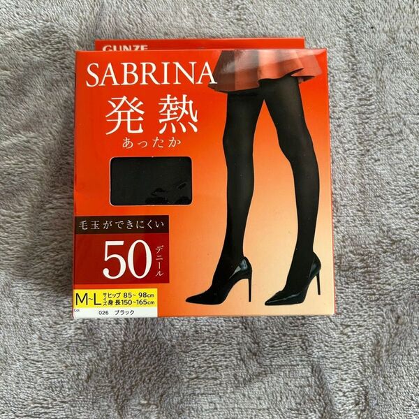 グンゼ ブラック タイツ SABRINA サブリナ ATSUGI L-LL 黒 発熱 50デニール M-L ブラック