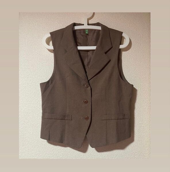 LOVE OTHER レディース 襟付き ジレ ベスト フロントボタン ブラウン 11号(M〜L)