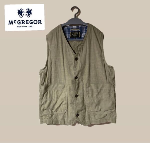 McGREGOR マックレガー コットンベスト フロントボタン フロントポケット 薄手 L