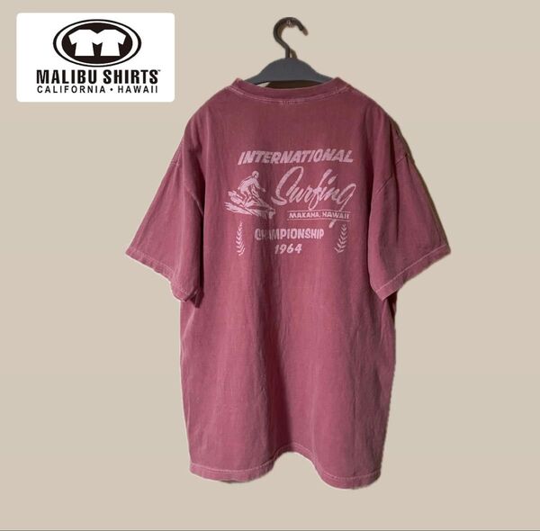 MALIBU SHIRTS マリブシャツ サーフ系Tシャツ 丸胴 両面プリント くすみカラー Hawaii ハワイ USA L