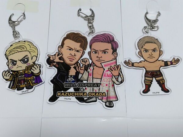 オカダ・カズチカ アクリルキーホルダー 3個セット おまけ付き 新日本プロレス AEW