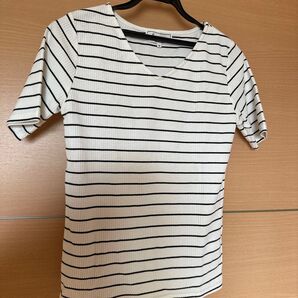 ロペピクニック ストライプ柄トップス 半袖 Vネック Mサイズ