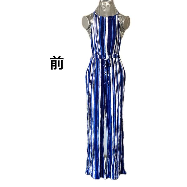 FOREVER 21 ストライプ柄オールインワン ブルー リゾート