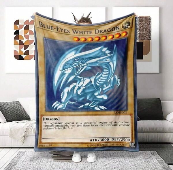 【新品】ブルーアイズ・ホワイト・ドラゴン フランネルブランケット 100×150