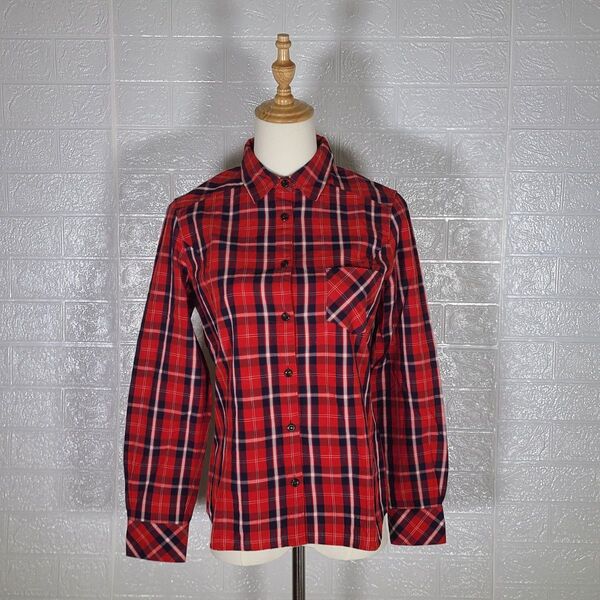 美品 Rouge vif ルージュヴィフ シャツ M チェック シャツ 長袖 タータンチェック 赤 レッド