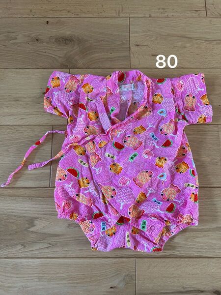 女の子 お祭り 甚平 ロンパース 着物 80サイズ 浴衣