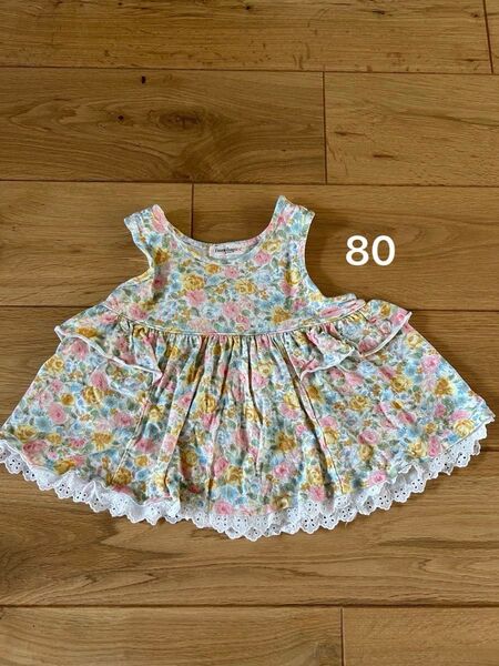 女の子 80サイズ チュニック ノースリーブ ワンピース 花柄