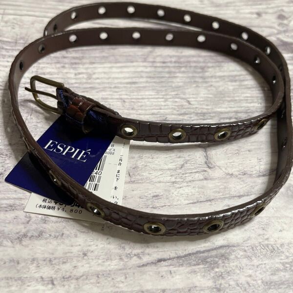 ESPI レディースベルト 牛革 ハトメ ブラウン 未使用・タグ付き
