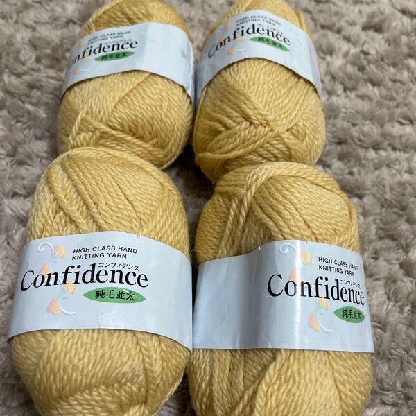 Confidence 毛糸 純毛並太 4玉セット イエロー系 スキーコーポレーション