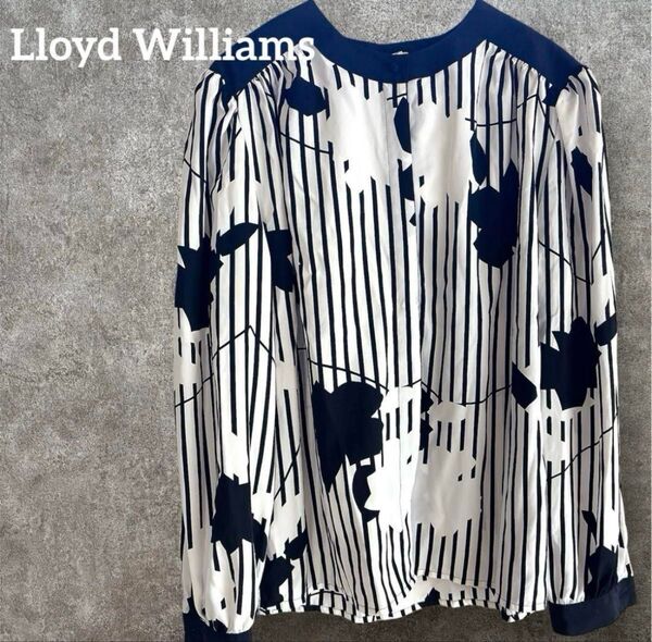 良品!Lloyd Williams 長袖ブラウス 8号 シャツ ストライプ 長袖 ワイシャツ