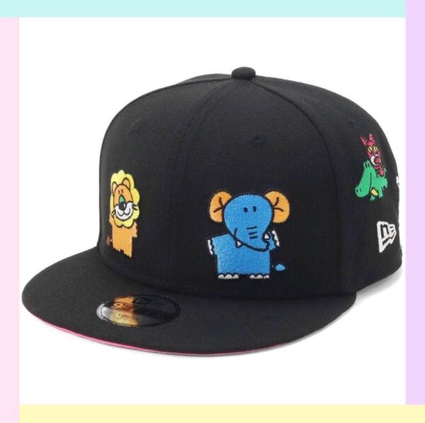 NEW ERA 9FIFTY たべっ子どうぶつ オールオーバー ブラック 黒