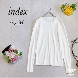 《インデックス》index(M) カシミヤ混 リブニット 白 クルーネック