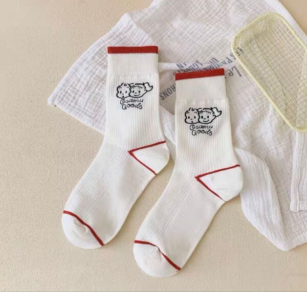 新品未使用品 オサムグッズボーダーソックス キャラクター柄