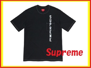 新品 Supreme Stitch contrast Posket TeeBlack Large Tシャツ　 黒 シュプリーム