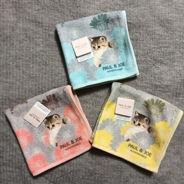 3枚 新品 ポール&ジョー 猫 マイクロファイバータオル