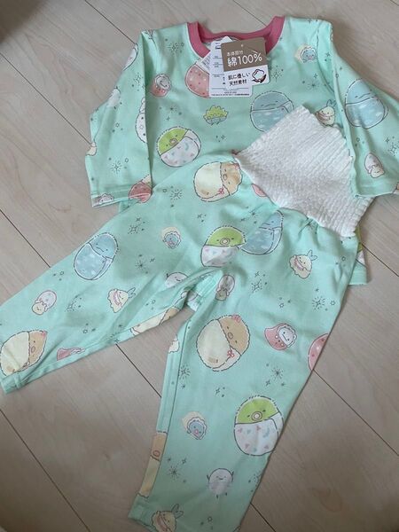 【新品】すみっコぐらし パジャマ 腹巻 80 グリーン 長袖 女の子 部屋着