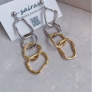 ピアス ゴールドシルバー チェーンピアス