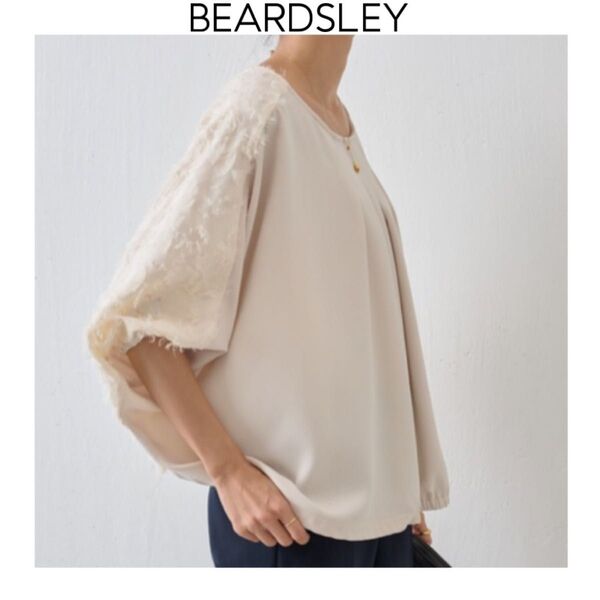 BEARDSLEY LIVETART カットジャガードコンビプルオーバー ベージュ ビアズリー ドルマンスリーブ セレモニー 長袖
